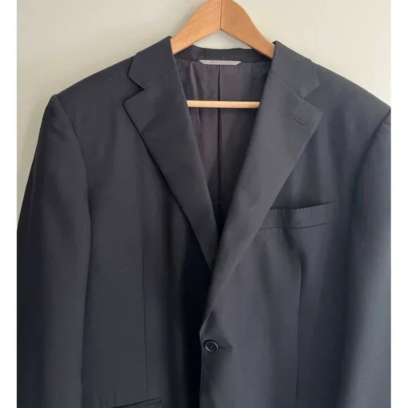 LKNEW CANALI Mens Dinner Jacket Size 44R XL navy woven 100% wool two button